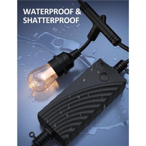 Outdoor String Lights, Smart 98Ft RGBW Patio Lights Waterproof, App Control - Picture 5 of 7